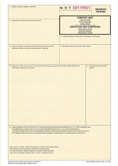 Certificate of Origin exportdocument